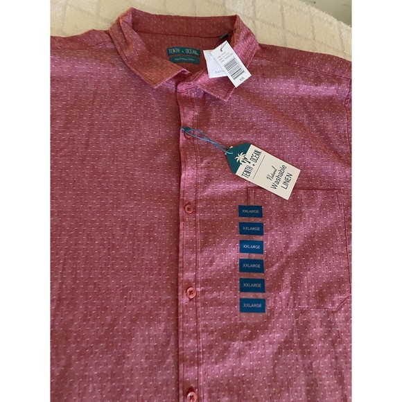 Tenth + Ocean Men’s Washable Linen Red Button Up New With Tags Size XXL - Picture 3 of 15